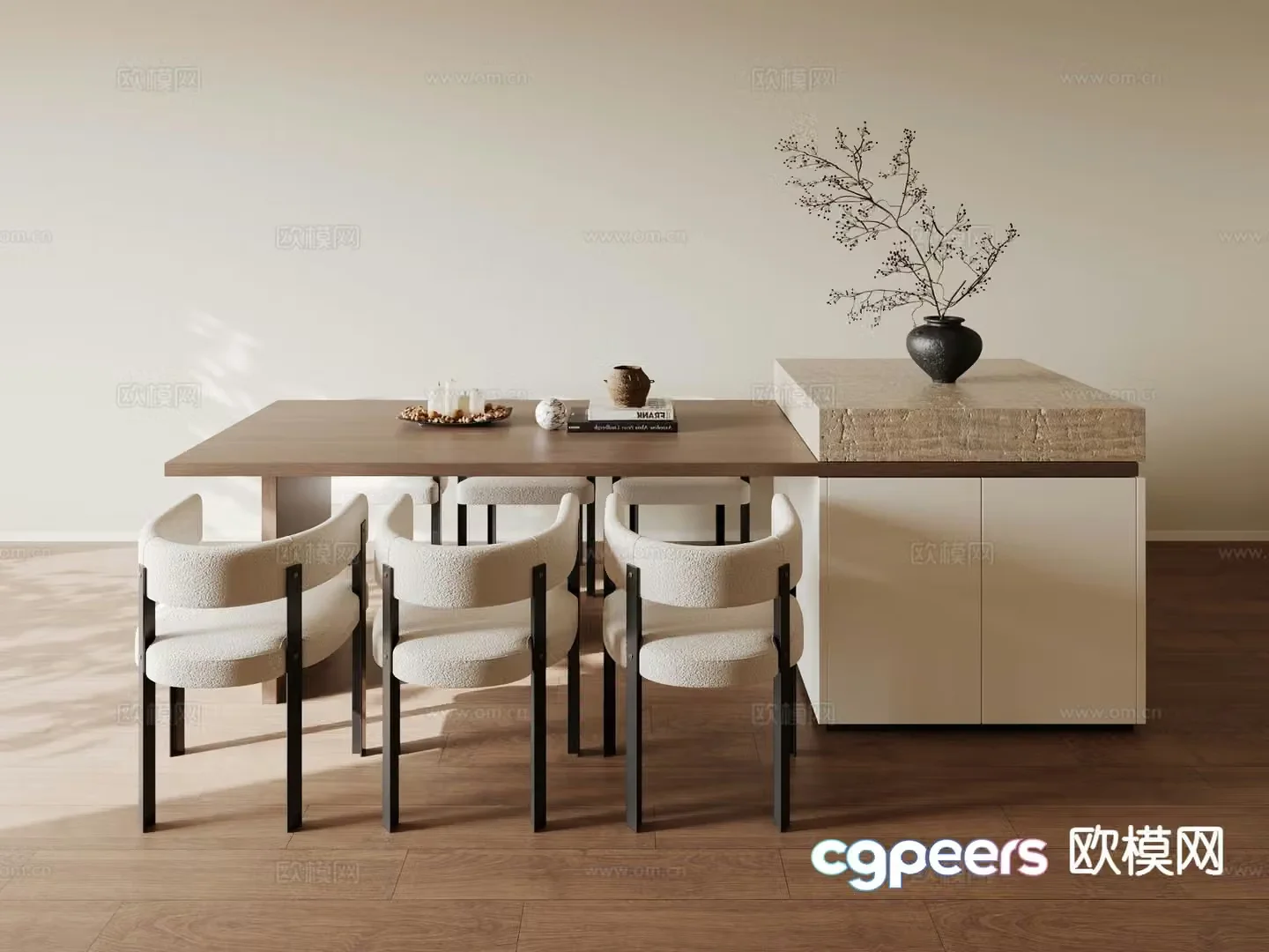 Wasabi Island dining table and chair 3D model