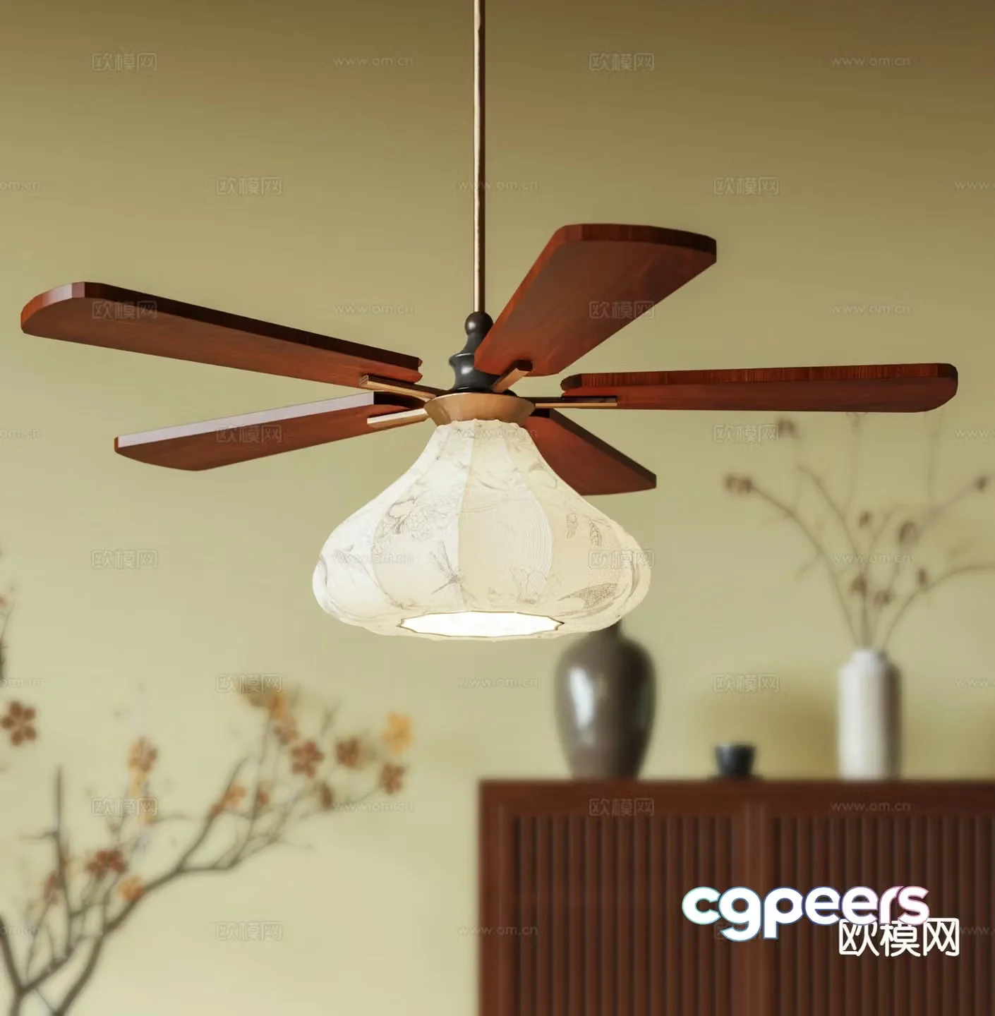 Medieval style ceiling fan fan light 3d model
