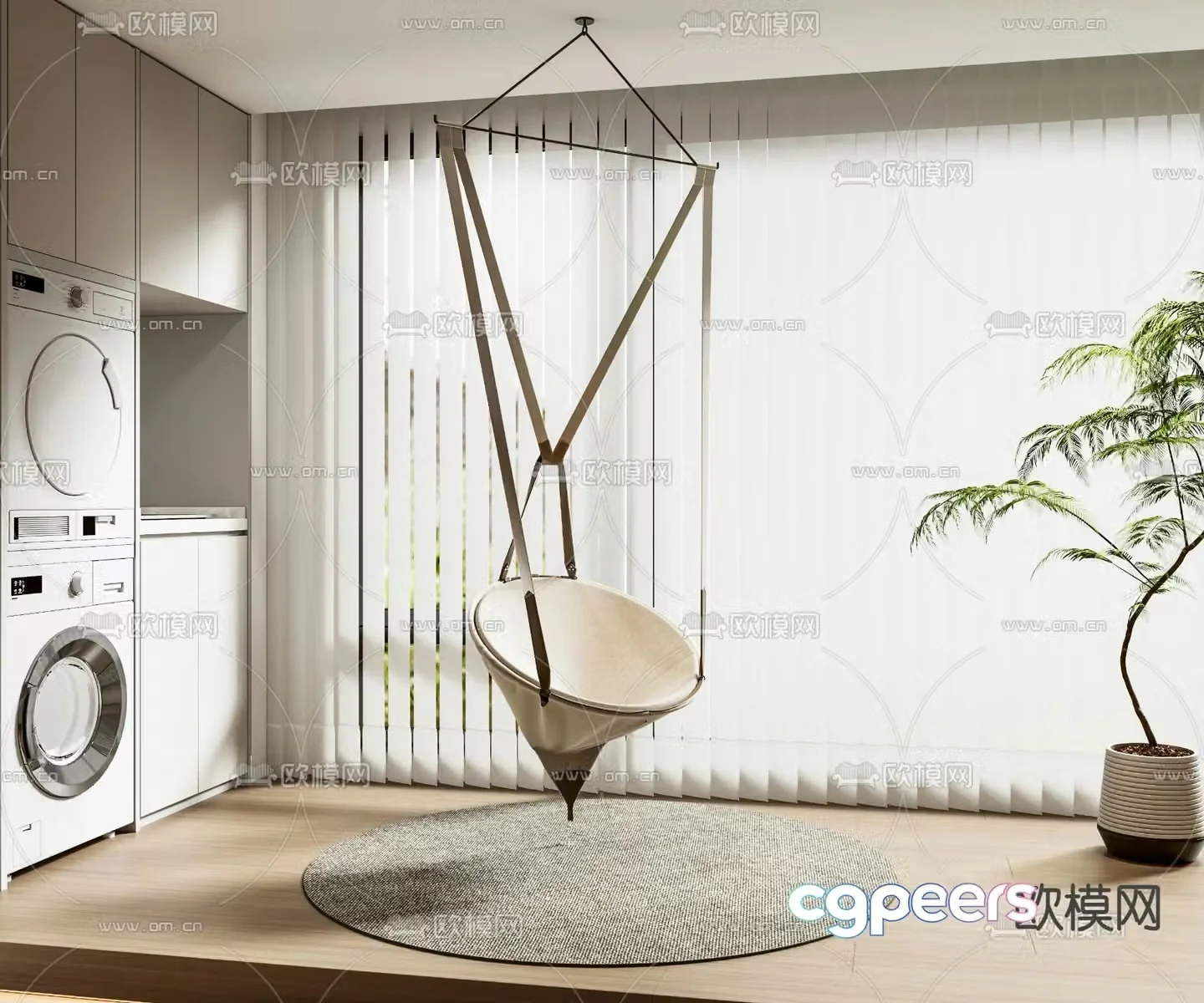 Modern swing hanging chair swing chair 3d model