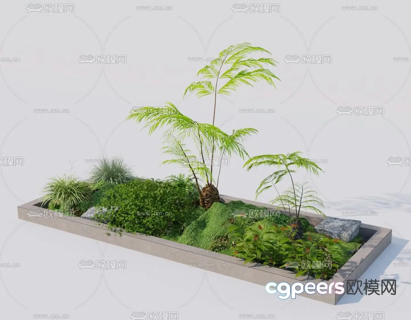 Modern Landscape Plant Heap 3D Model