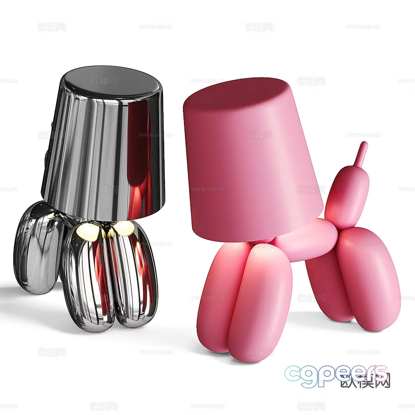 Modern balloon dog table lamp collection 3d model