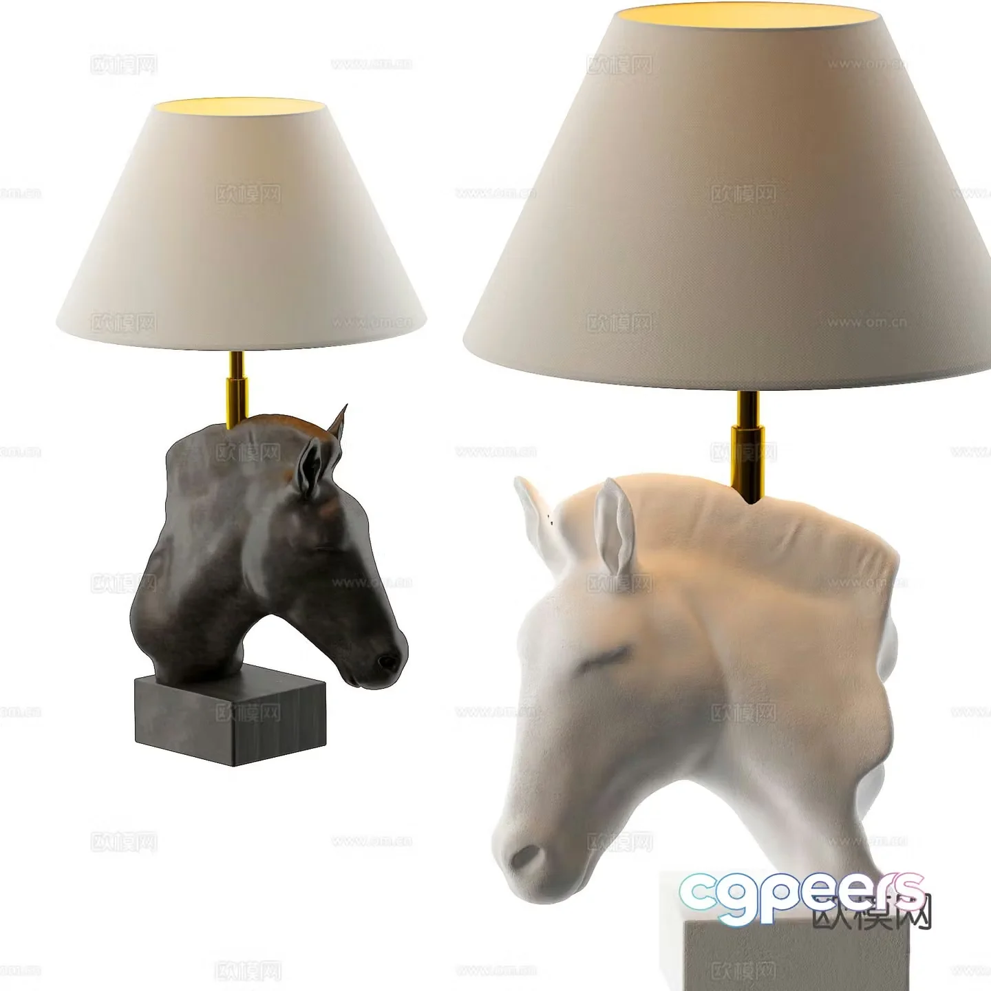 Medieval style table lamp creative horse head table lamp personalized table lamp 3D model