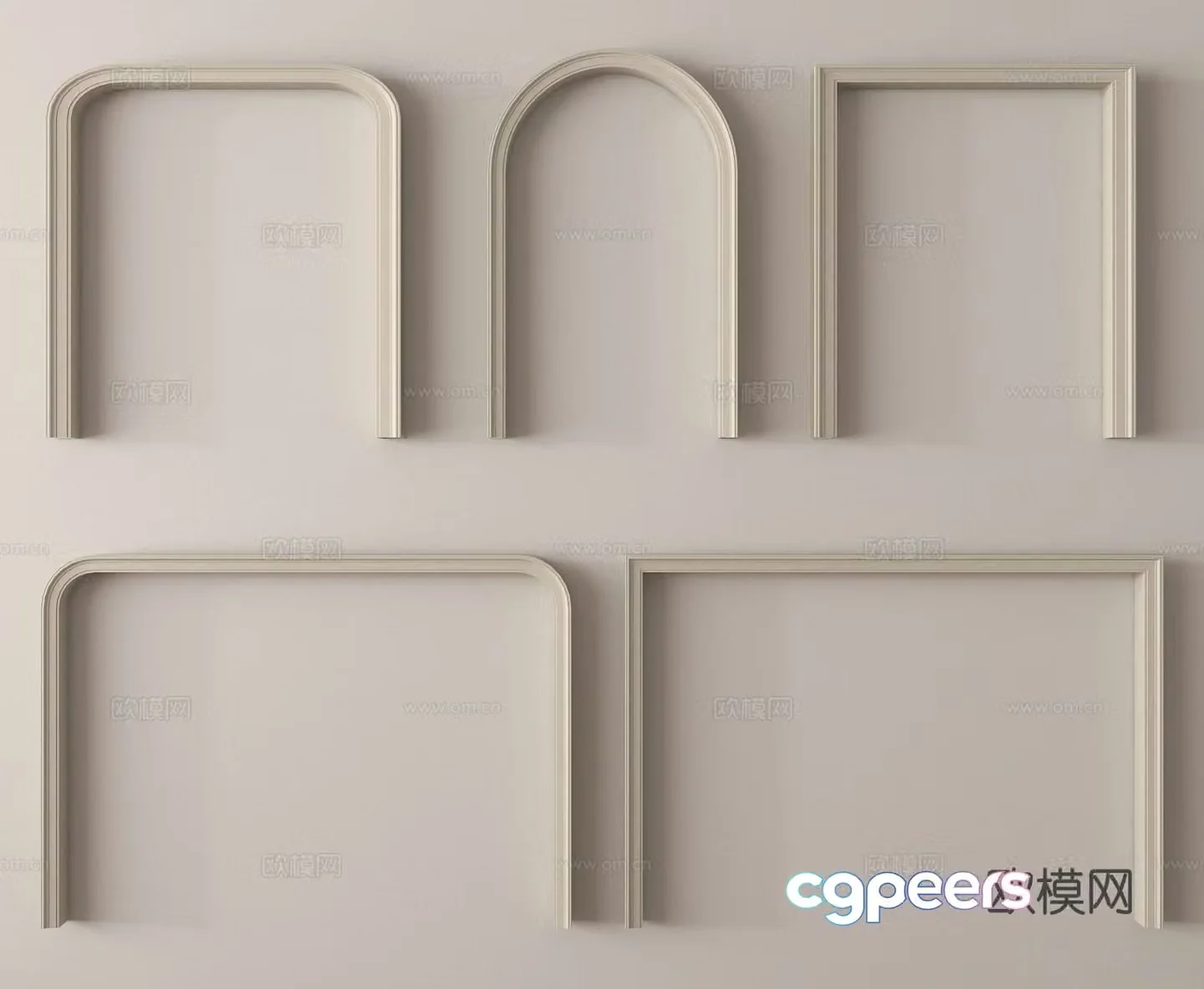 French door cover door hole pass arch door frame 3d model