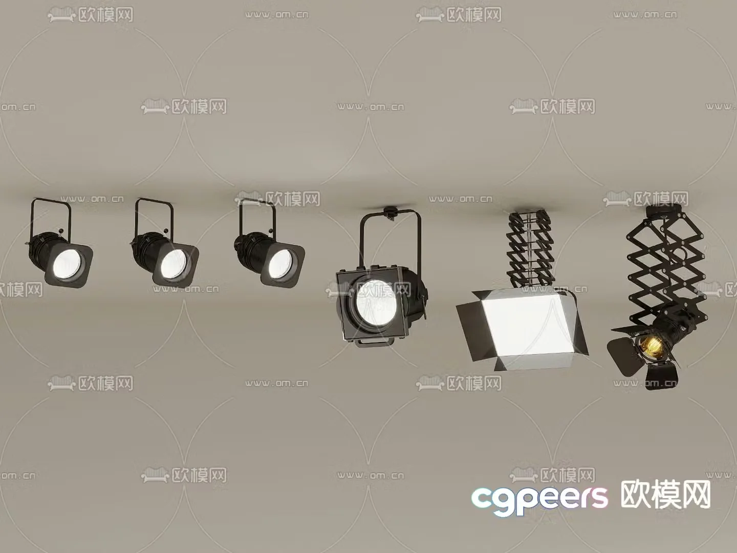 Stage light turn signal telescopic downlight 3d model