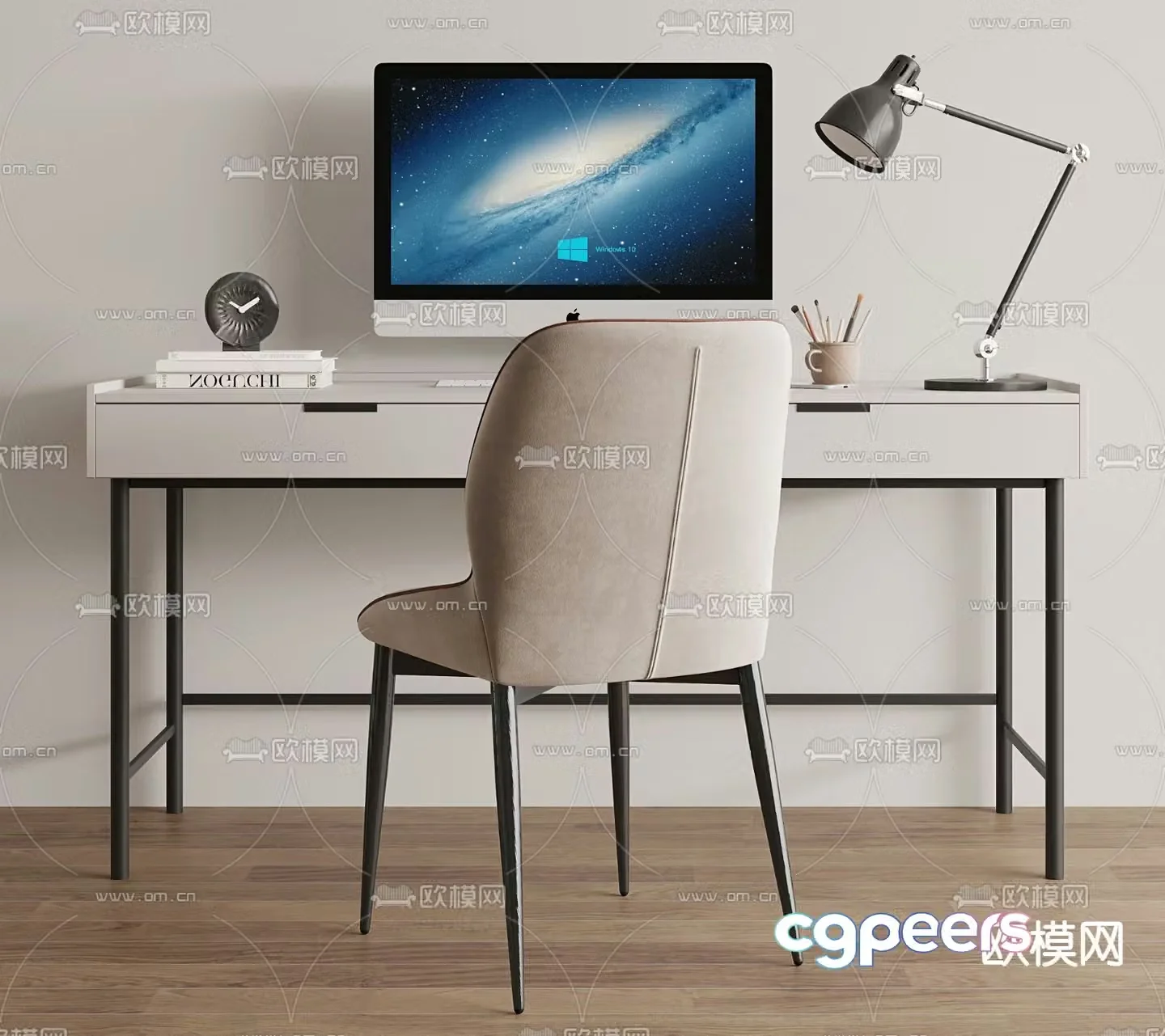 Modern desk writing desk computer desk 3d model
