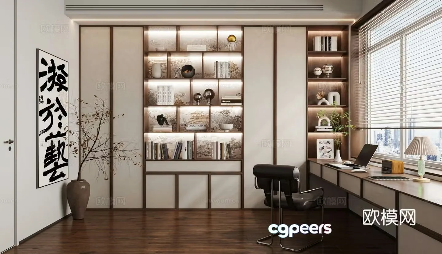 New Chinese style study room 3D model