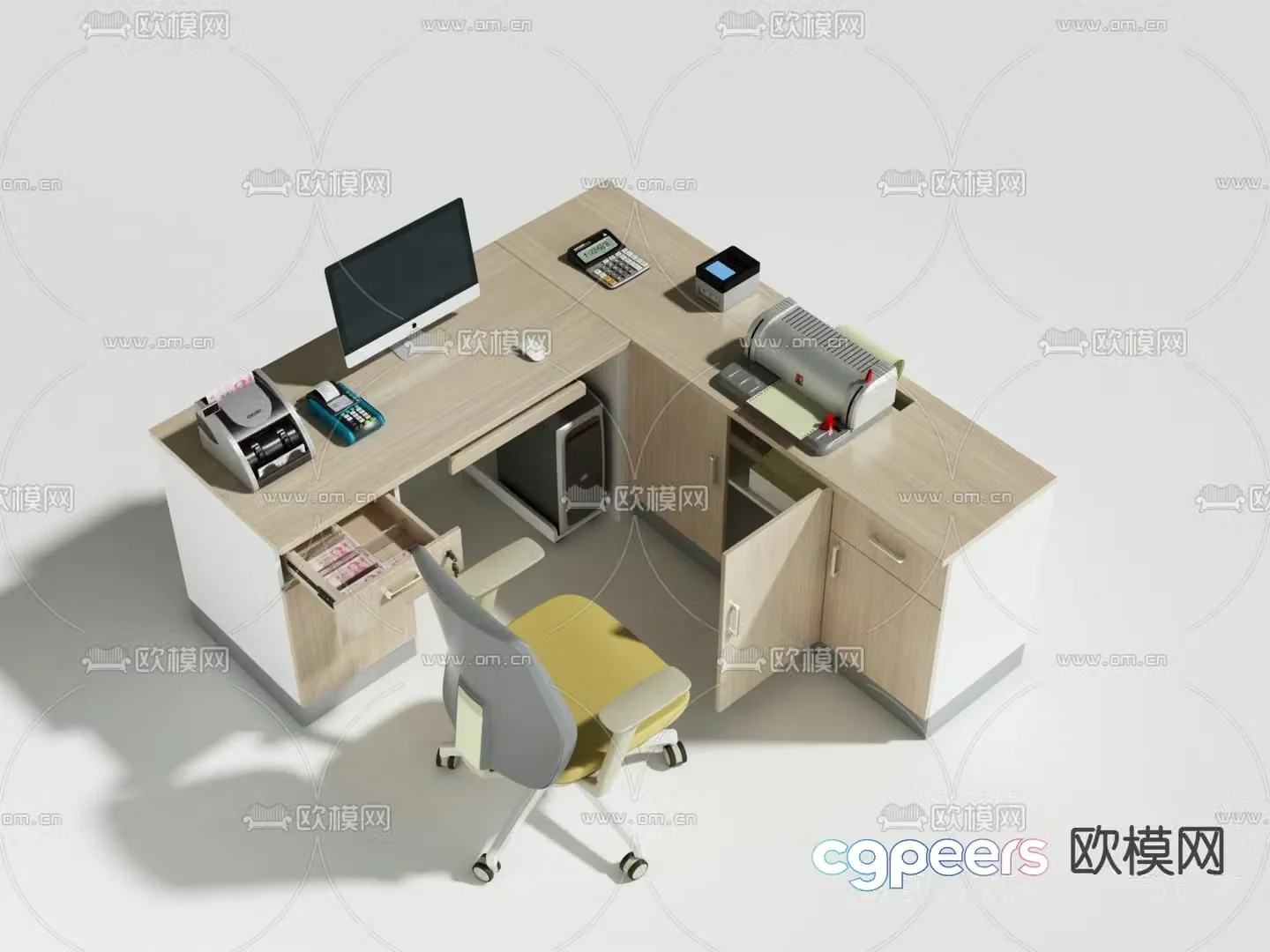Desk tables and chairs 3d model