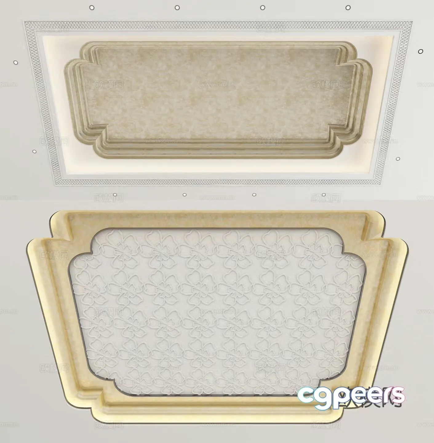 Modern ceiling geometric carved ceiling 3d model