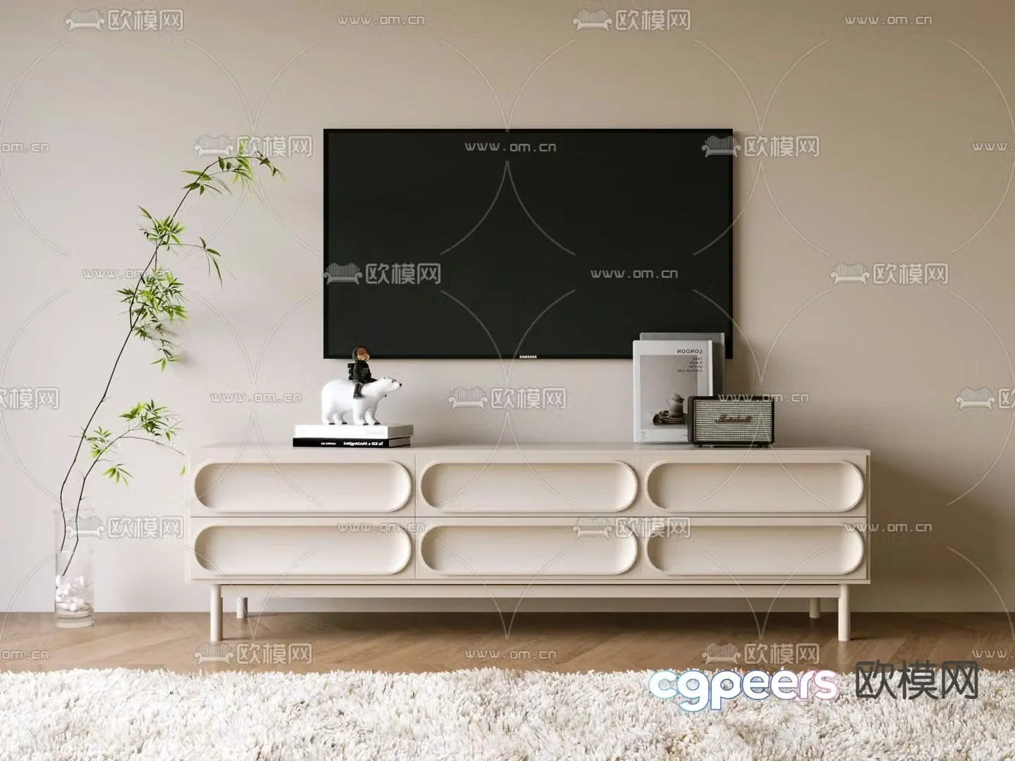 Creamy air TV cabinet 3d model