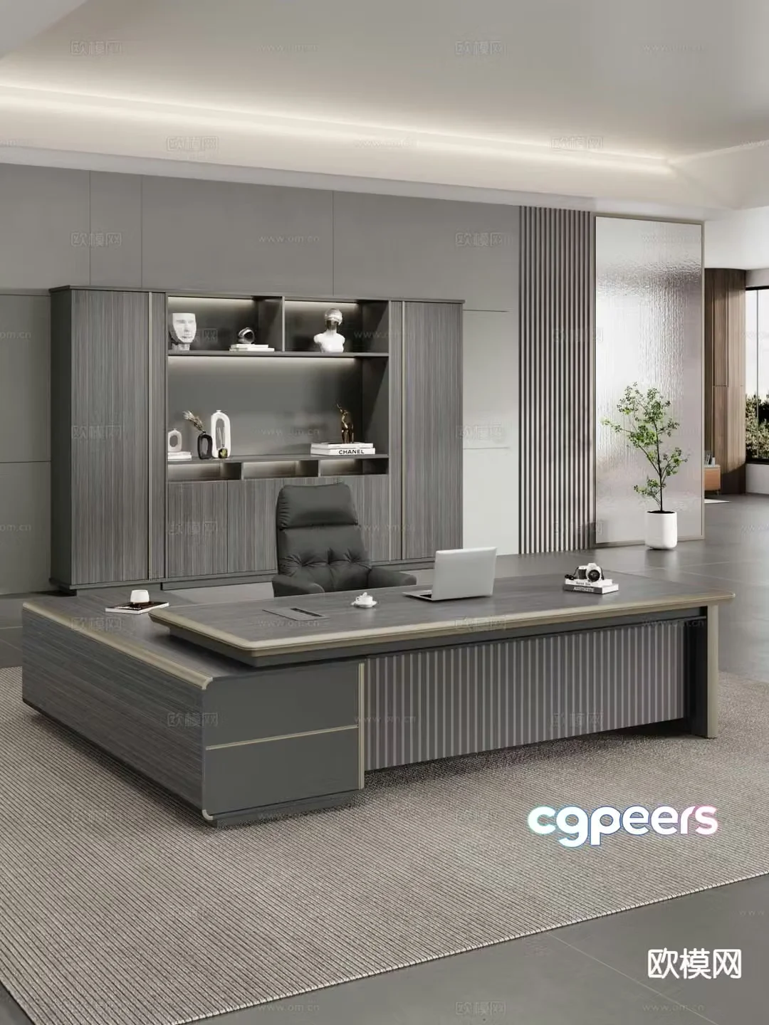 Modern desk table boss table 3d model