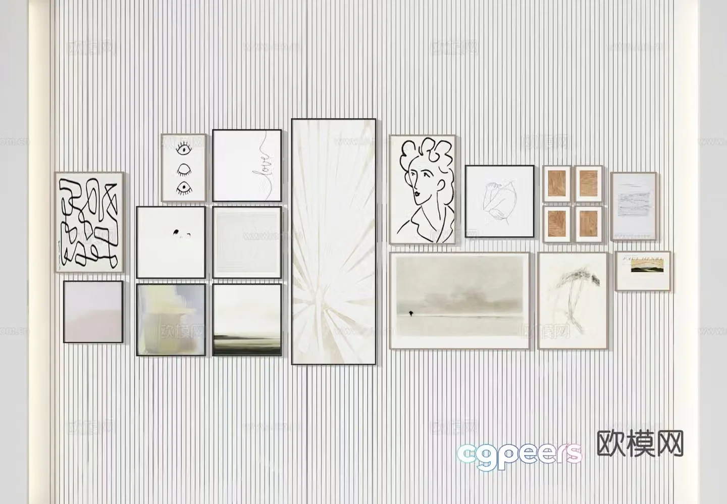3D model of hanging painting combination