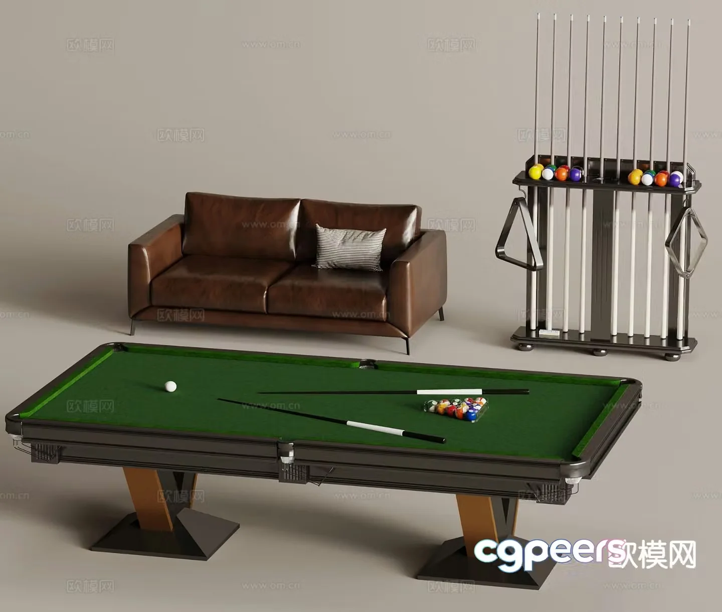 Modern pool table 3d model