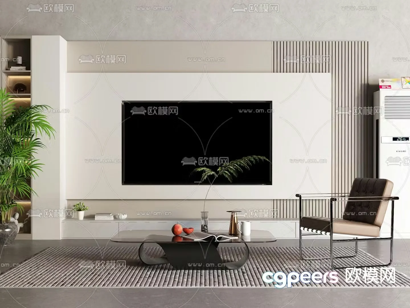 3d model of TV background wall
