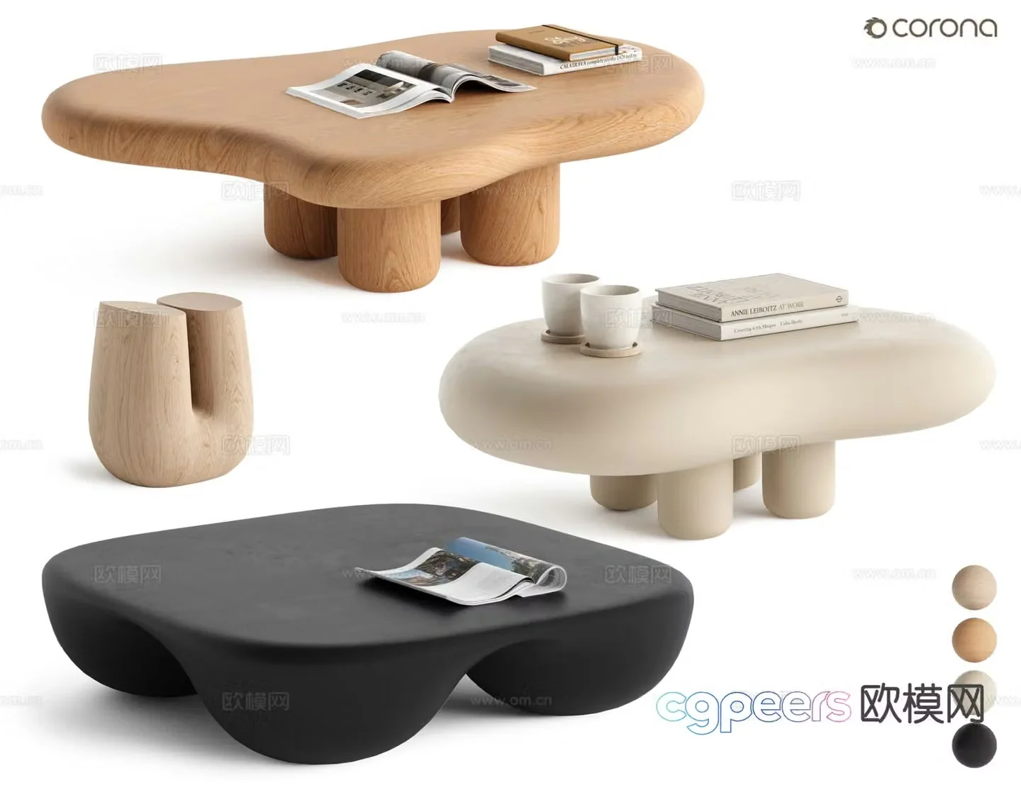 Cream style coffee table cloud coffee table 3d model