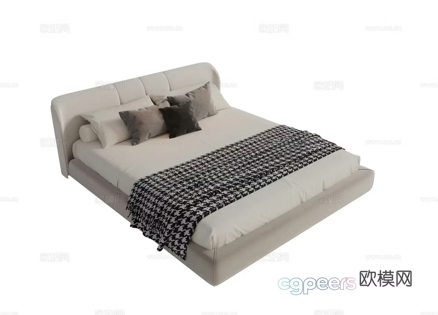 Modern fabric double bed master bedroom bed minimalist bedroom bed Minotti modern double bed 3d model