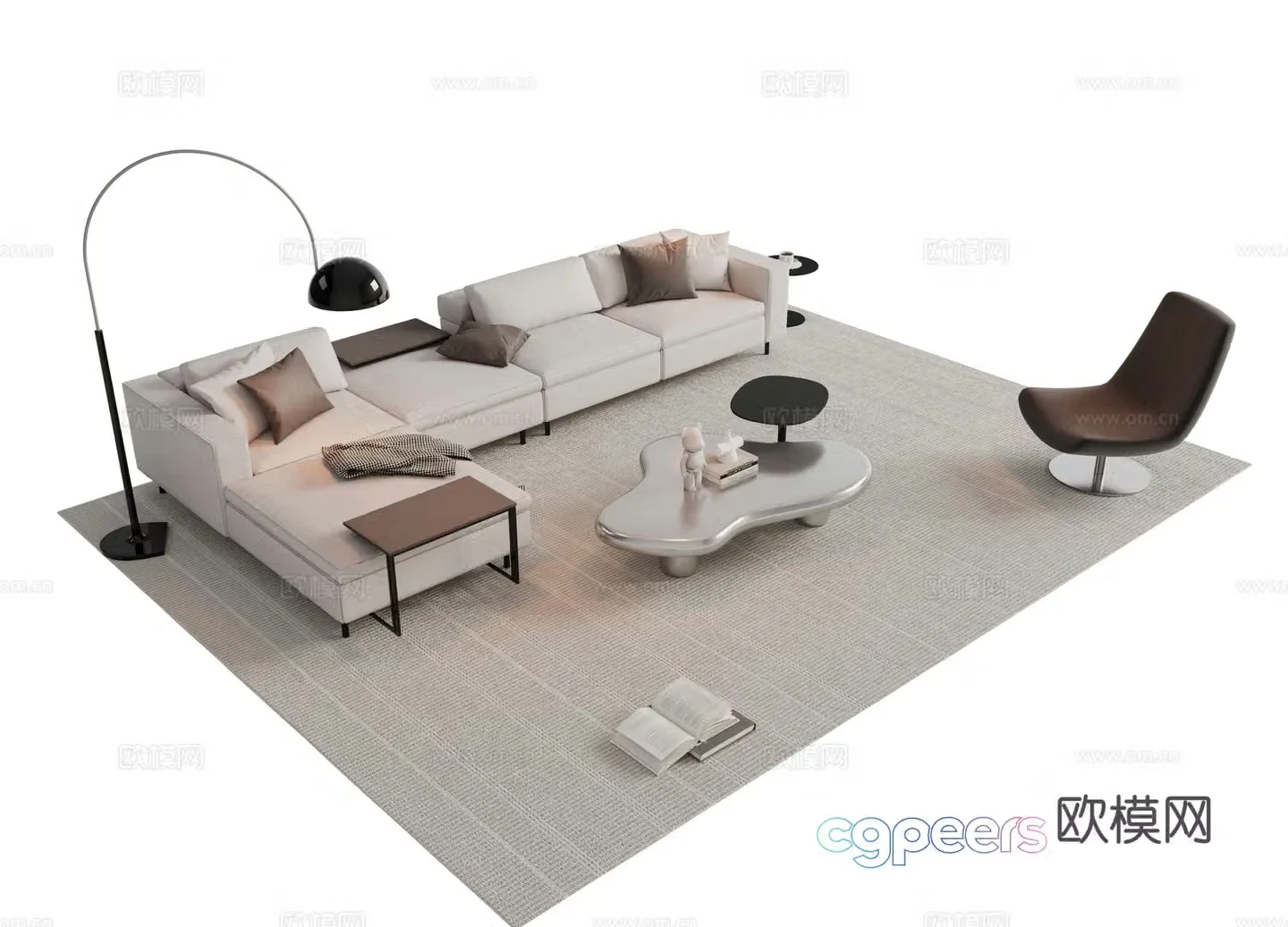 Italian corner sofa combination sofa 3D model