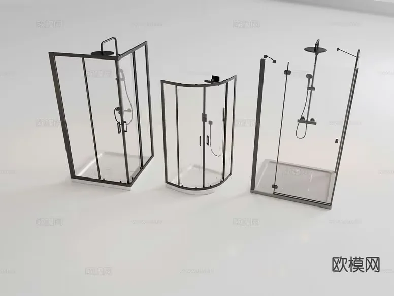 Three Shower Enclosures 3D Model – 4054 – VRAY Render