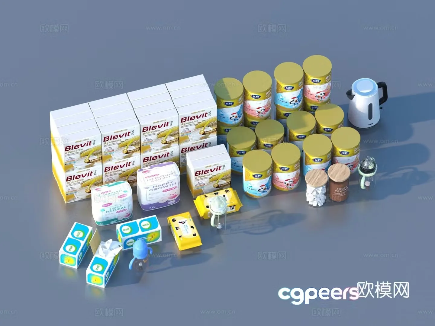 Baby products milk powder milk powder bottle diapers 3d model