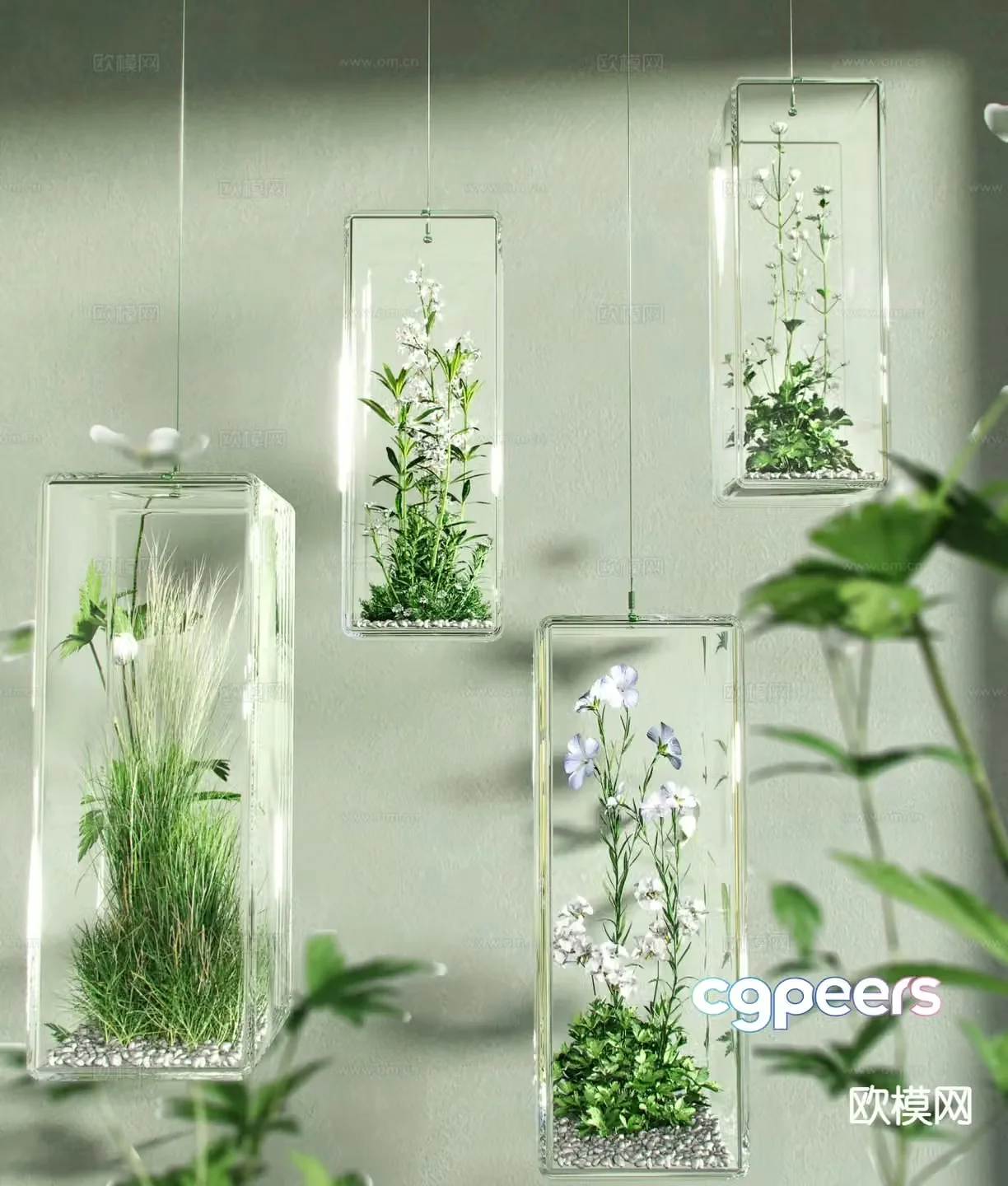 Modern indoor device landscaping flowers and shrubs device 3D model