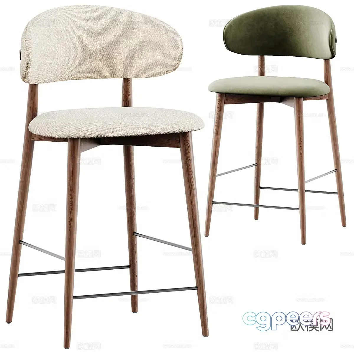 New Chinese wooden bar chair 3D model