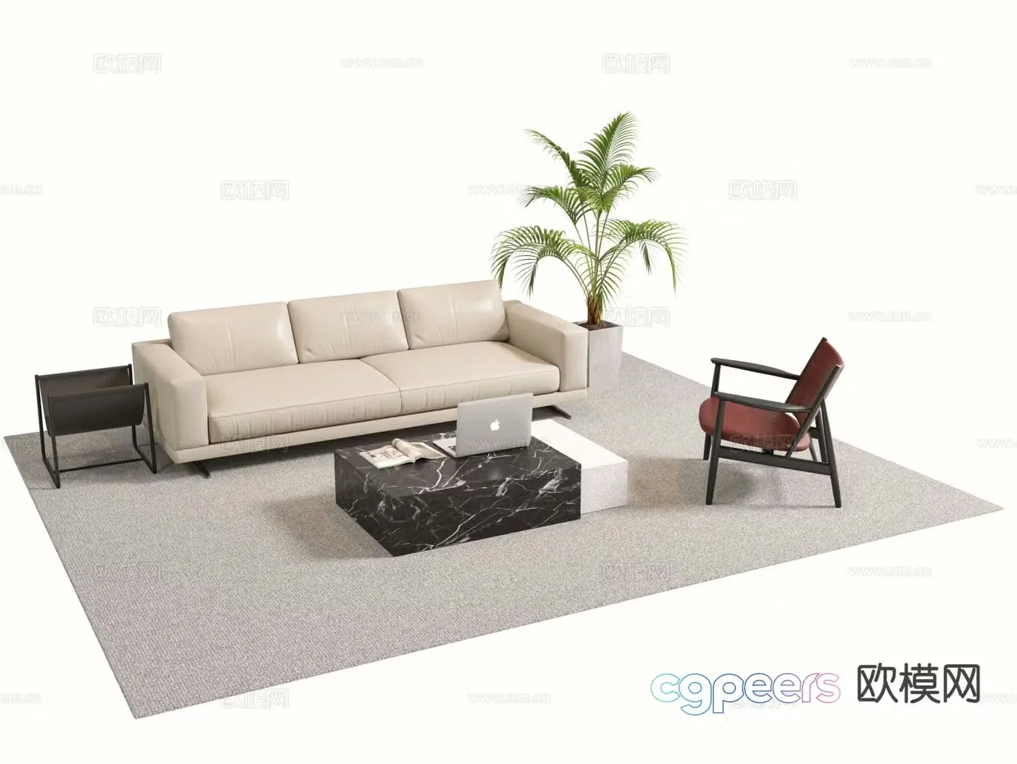 Modern sectional sofa 3d model