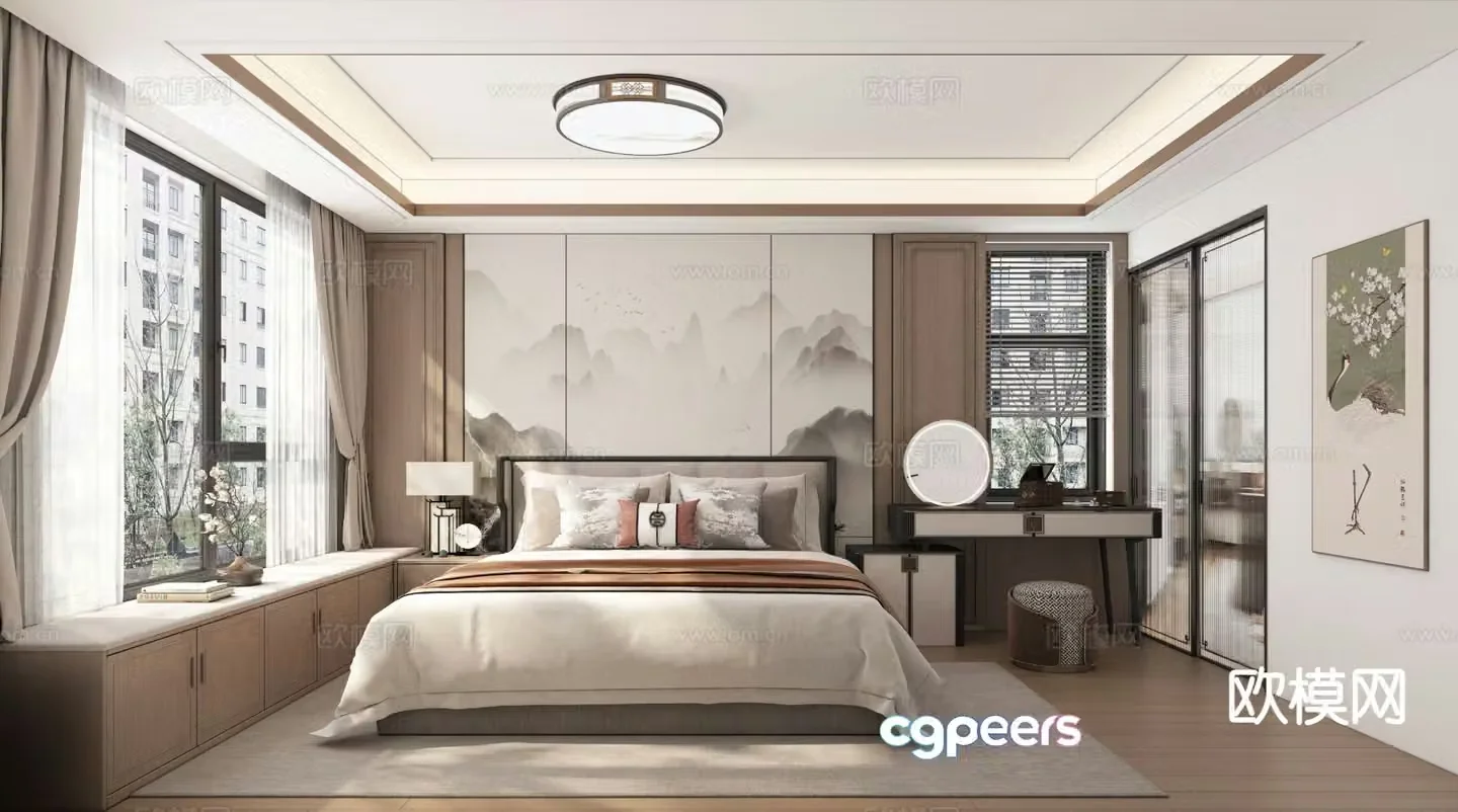 New Chinese style bedroom master bedroom 3d model
