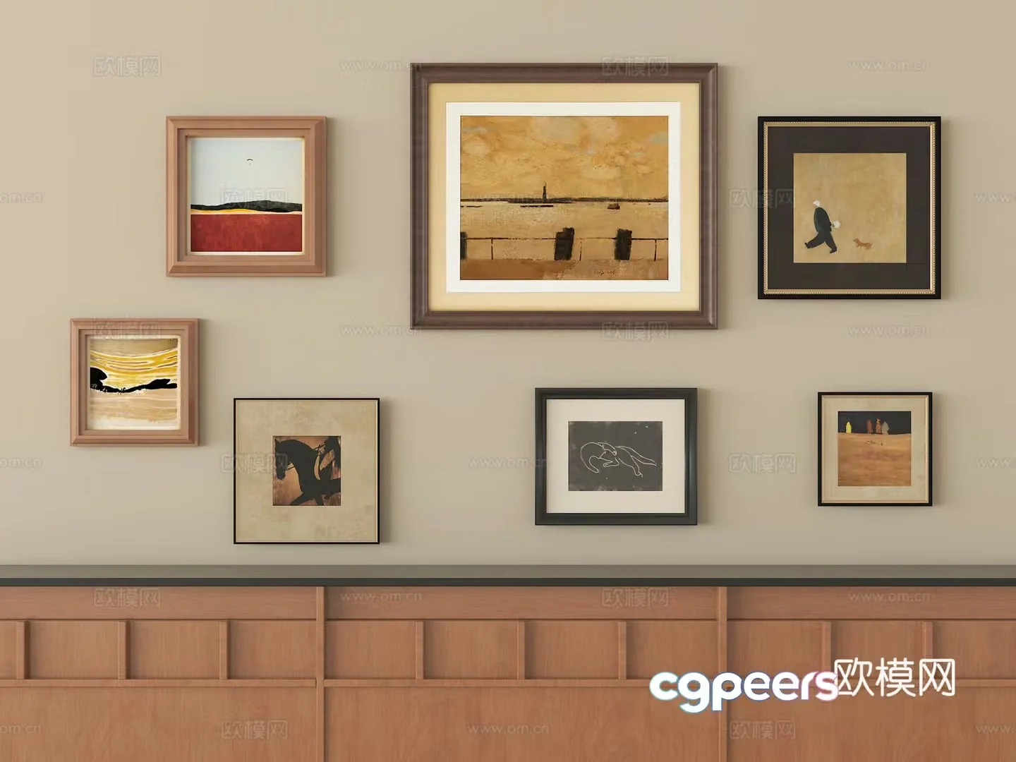 A Collection Of Framed Artwork 3D Model – 21411 – VRAY Render