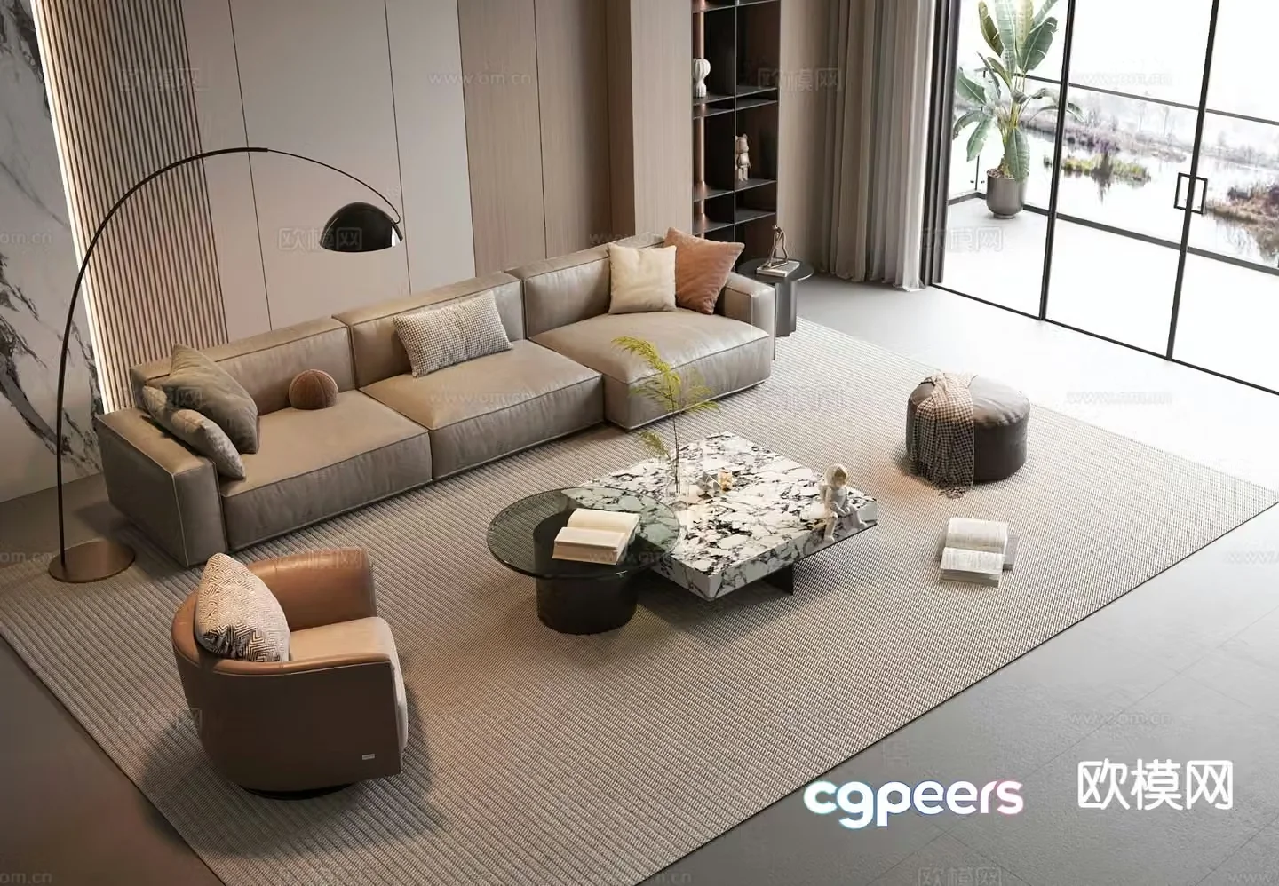 Italian sectional sofa 3d model