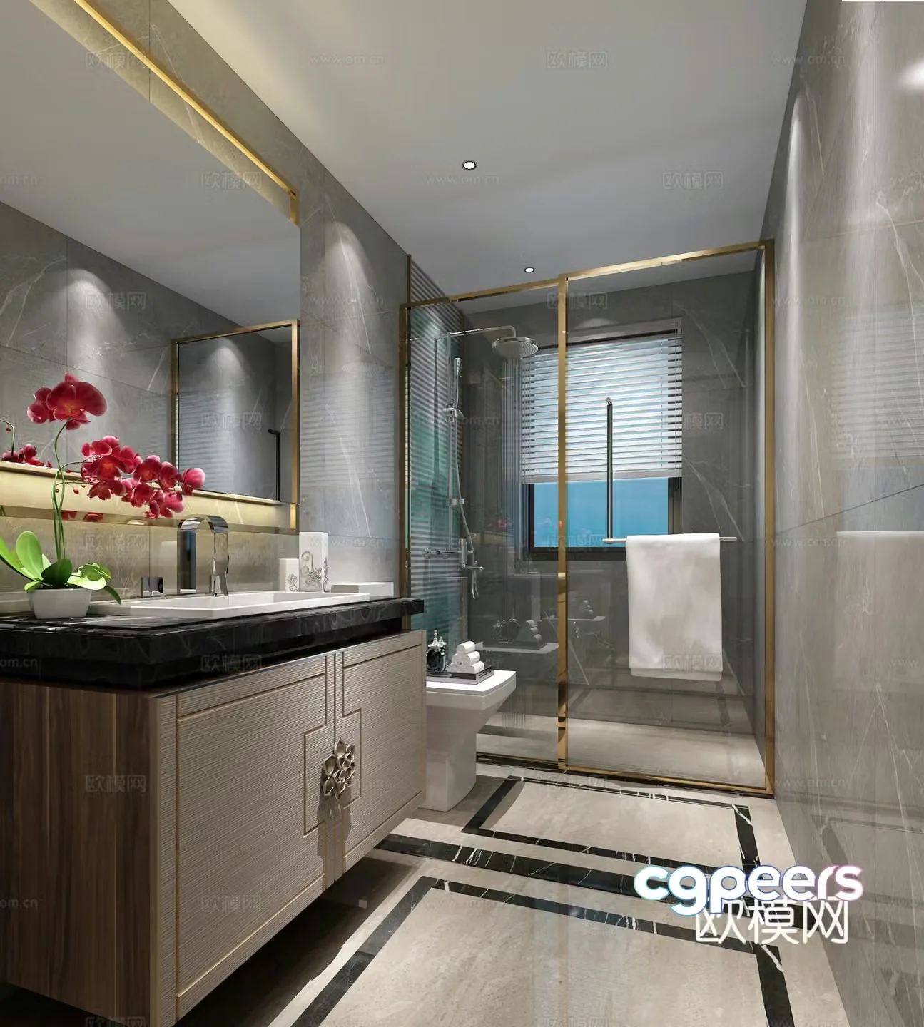 New Chinese bathroom bathroom shower room 3D model