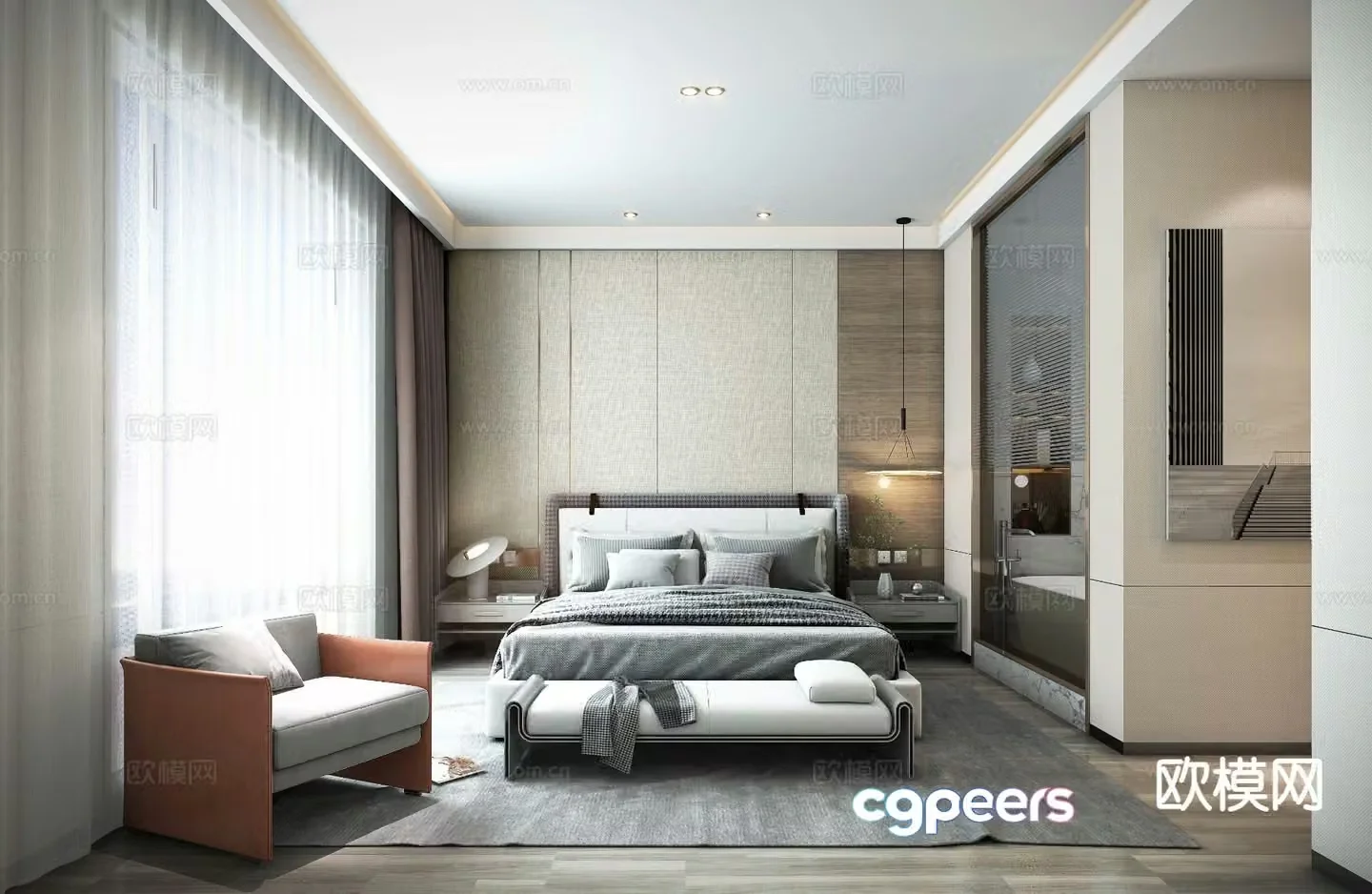 Modern bedroom master bedroom 3d model