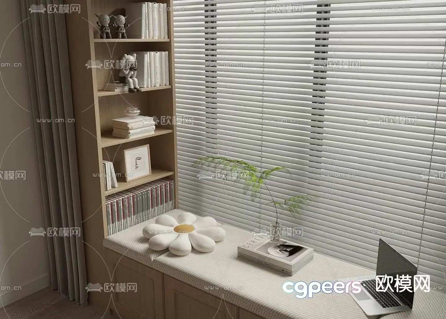Bay window bay table curtain bay window mat 3d model