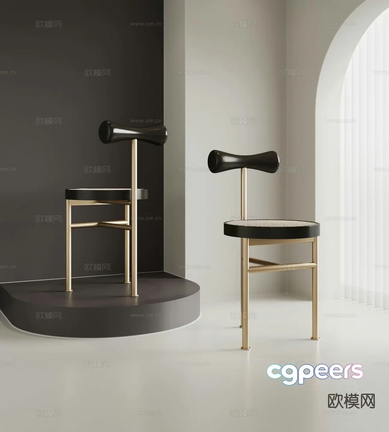 Light luxury chair dining chair 3d model