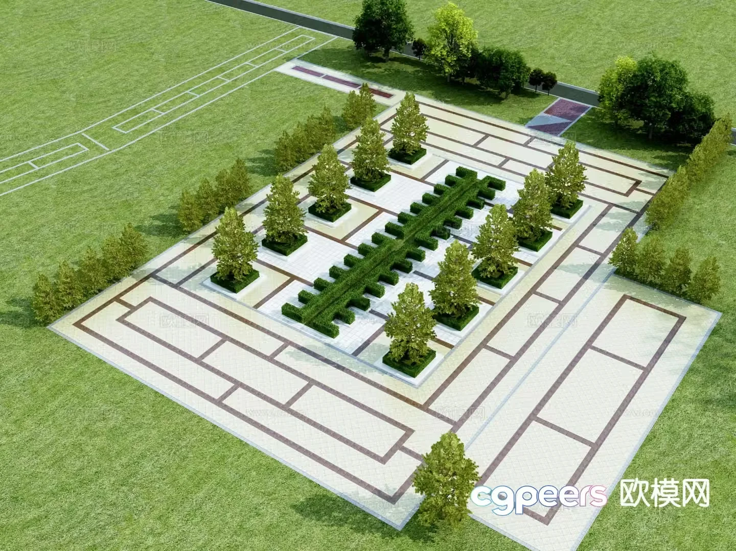Park landscape square landscape 3d model