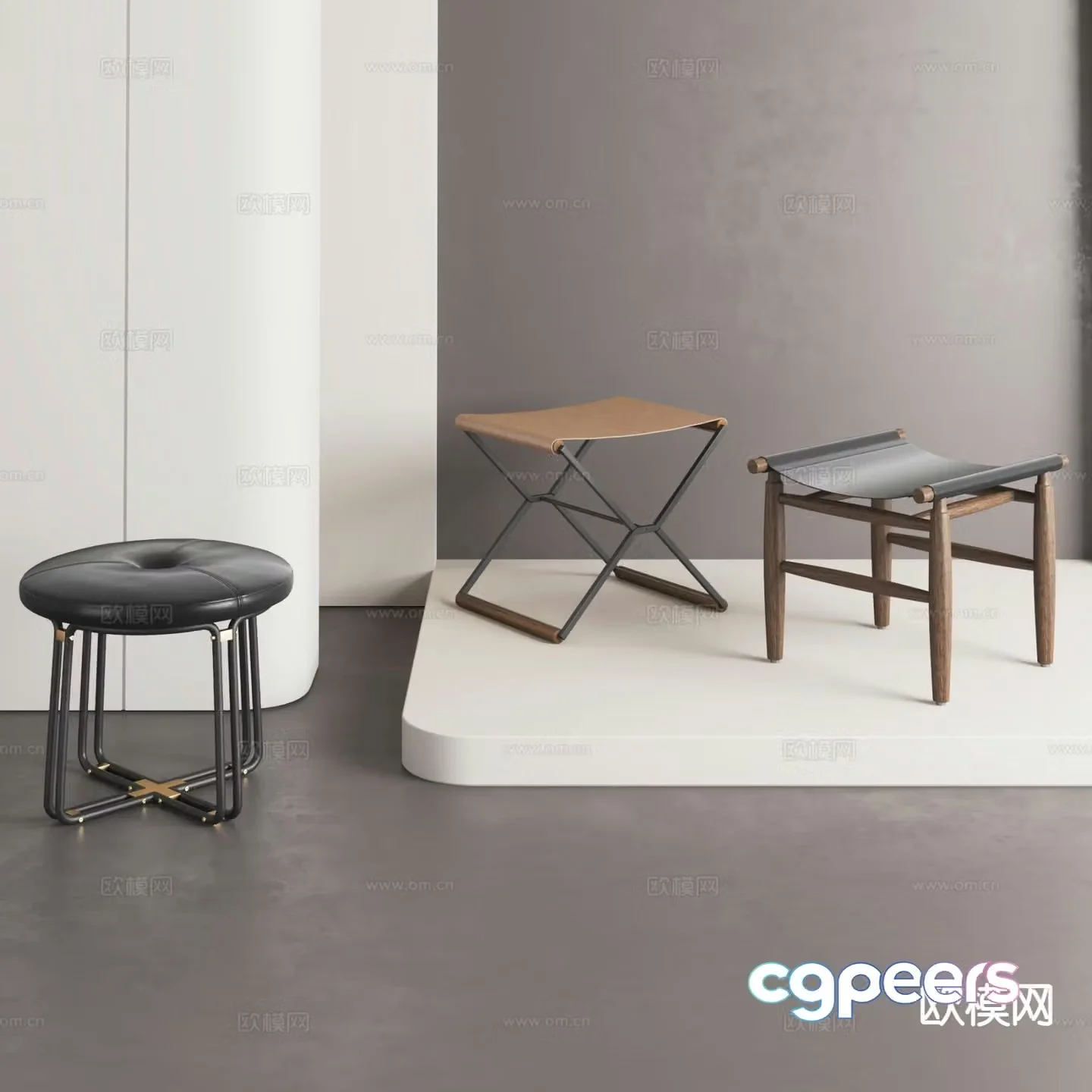 wabi-sabi stool low stool 3d model