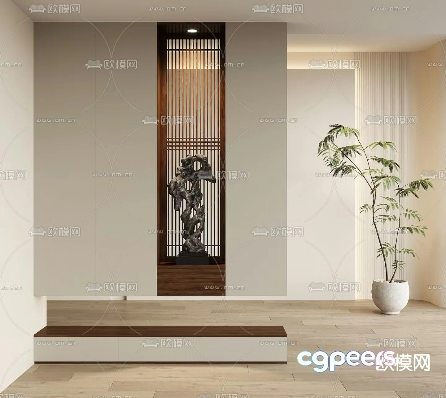 New Chinese style entrance partition 3D model