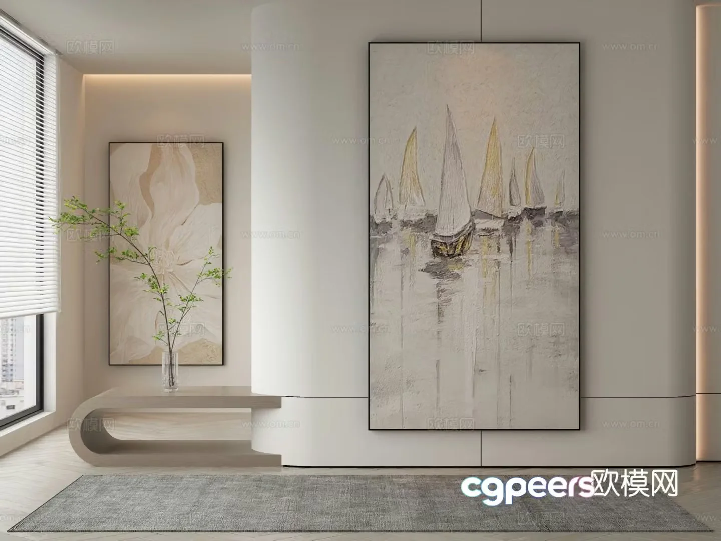 Modern decorative painting texture painting hanging painting 3d model