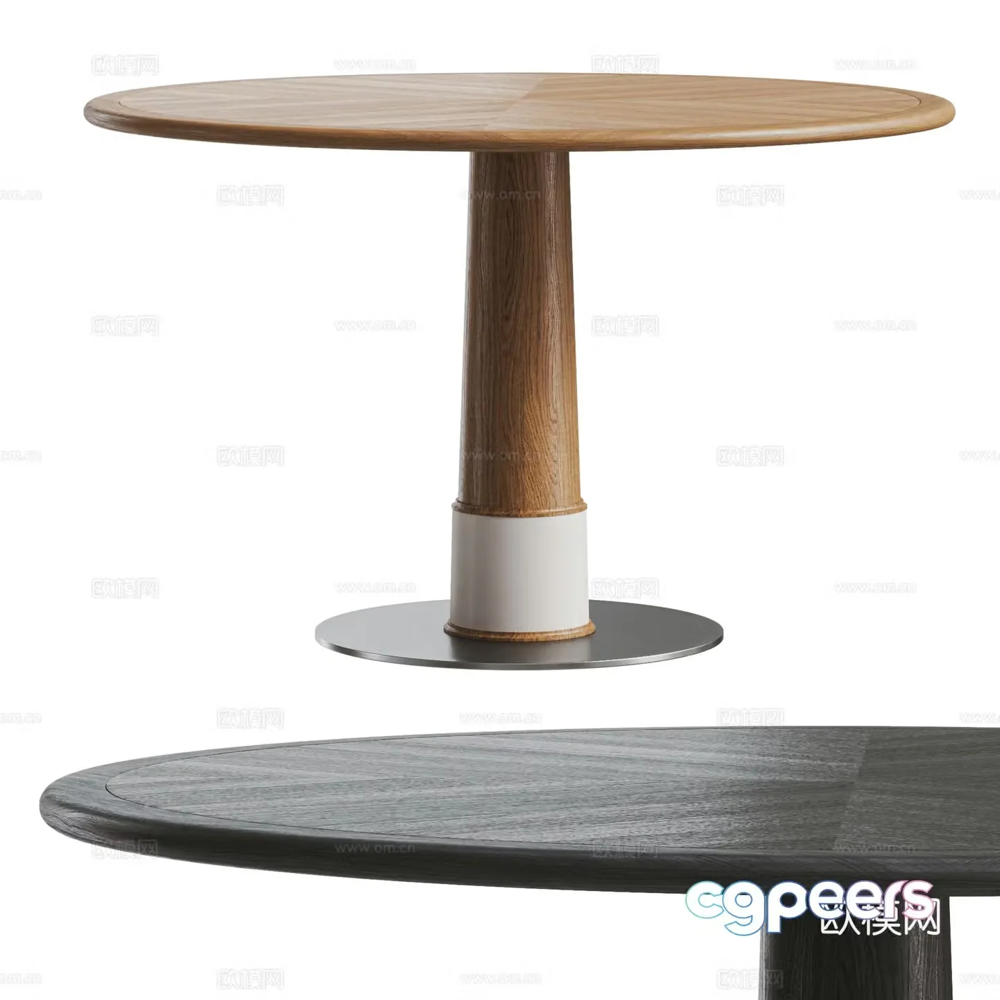 Modern solid wood dining table combination 3D model