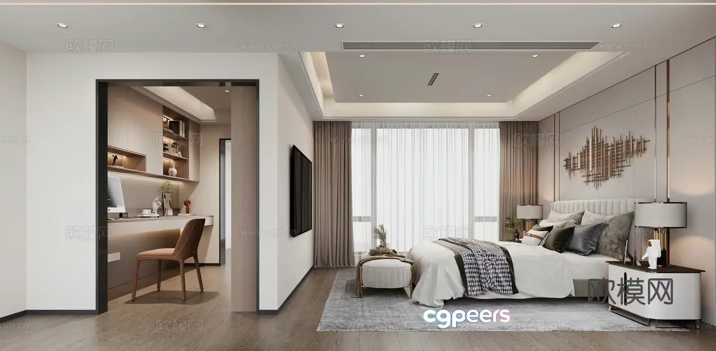Modern bedroom master bedroom 3d model