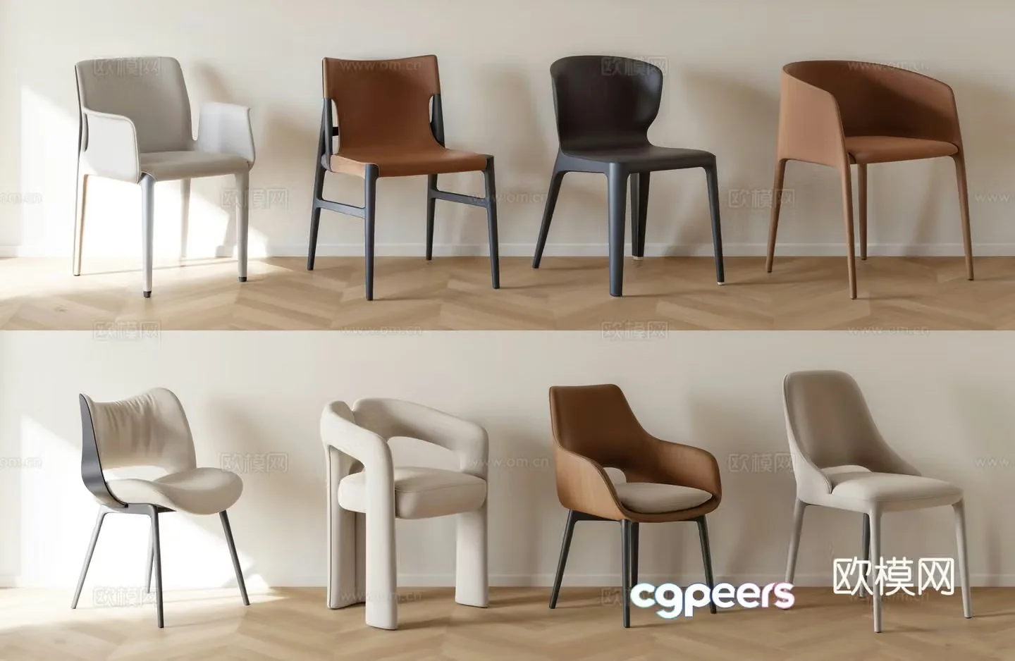 Modern single chair Book chair Dining chair 3d model