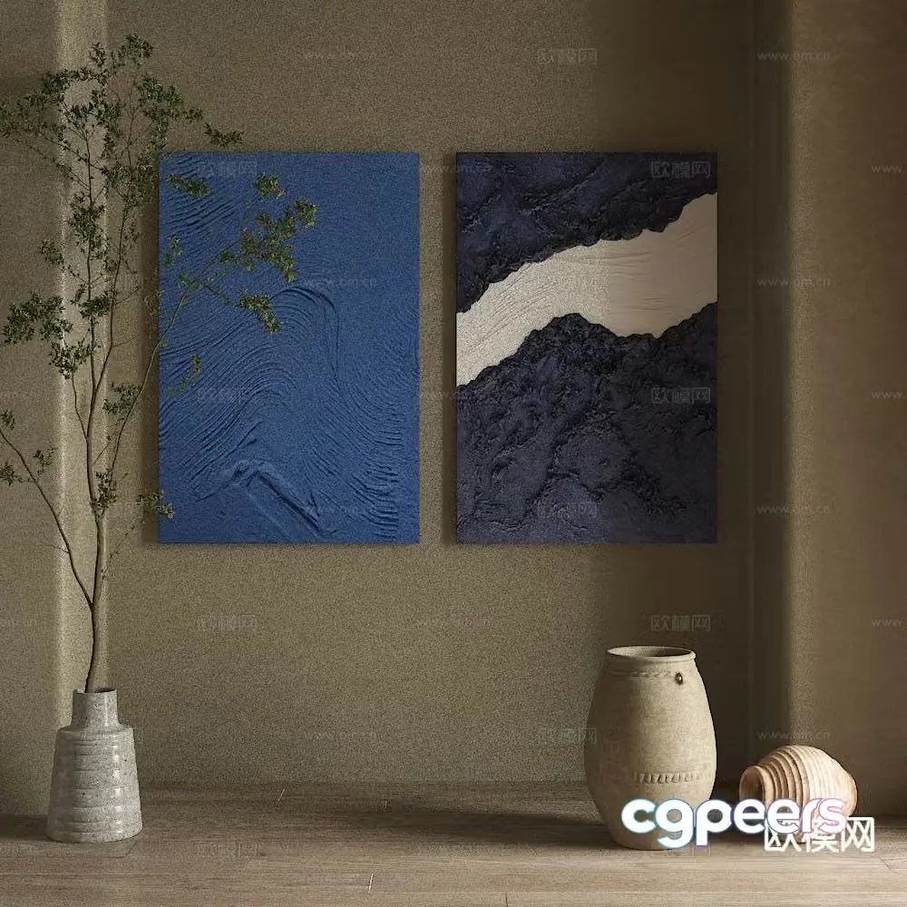 Wabi-sabi art painting texture painting decorative painting 3d model