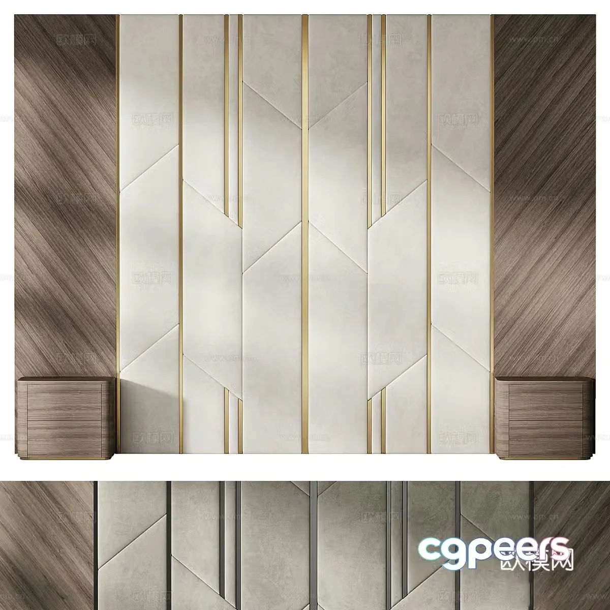 New Chinese style bedside background wall 3D model