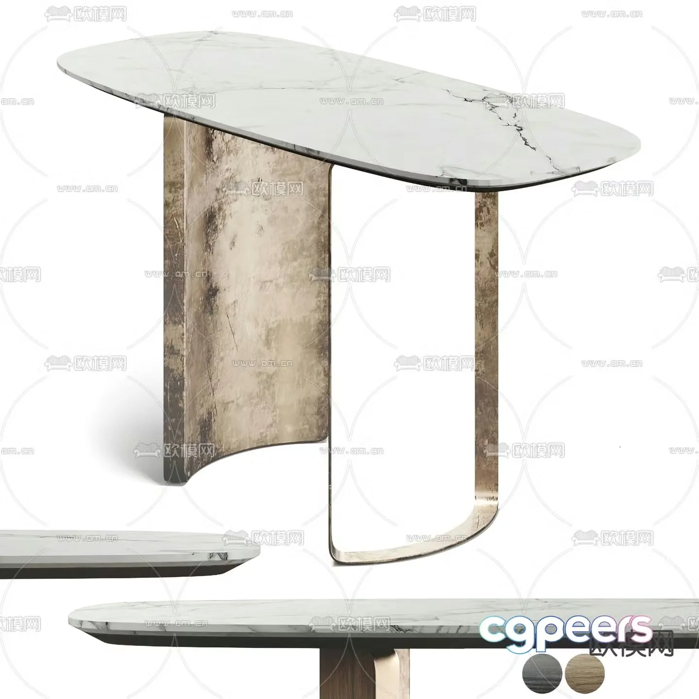 Fendi modern marble end view 3d model