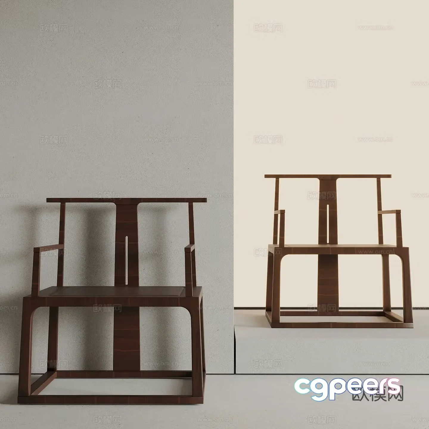 New Chinese style leisure chair with armrests 3D model