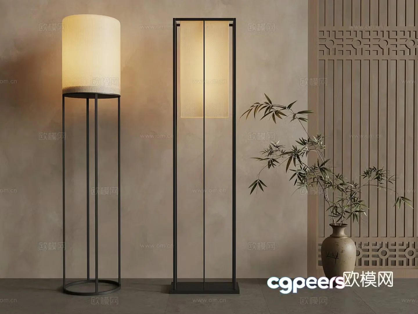 New Chinese style floor lamp vase 3d model