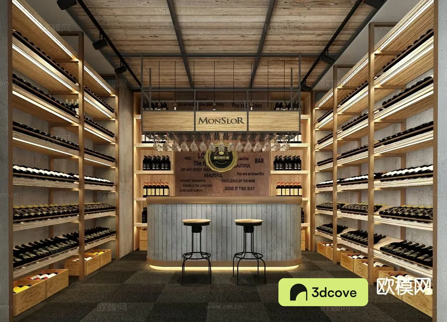 Industrial style wine room wine cellar red wine room