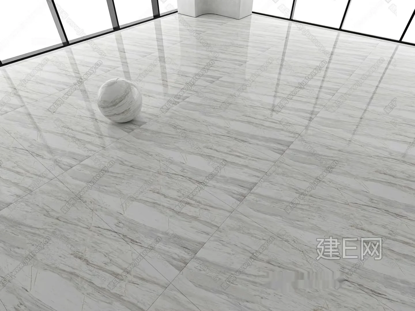 A Marble Floor With A Ball 3D Model – 10836 – VRAY Render