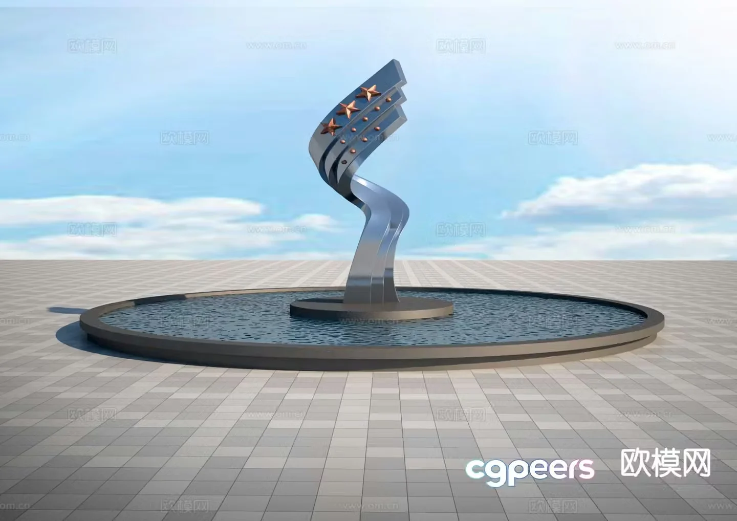 Abstract hand sculpture urban sculpture 3d model