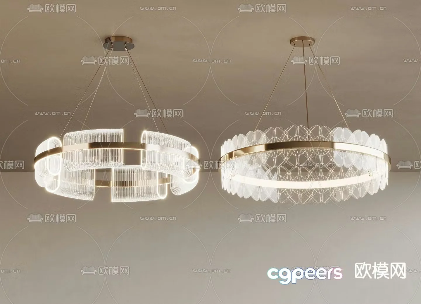 Creamy Chandelier Ring Chandelier 3D Model