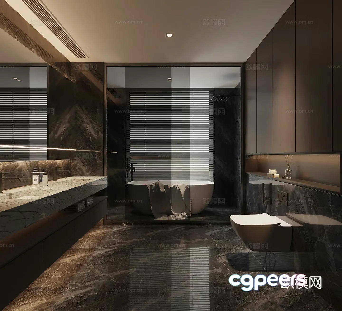Modern Italian bathroom bathroom cabinet shower room 3d model