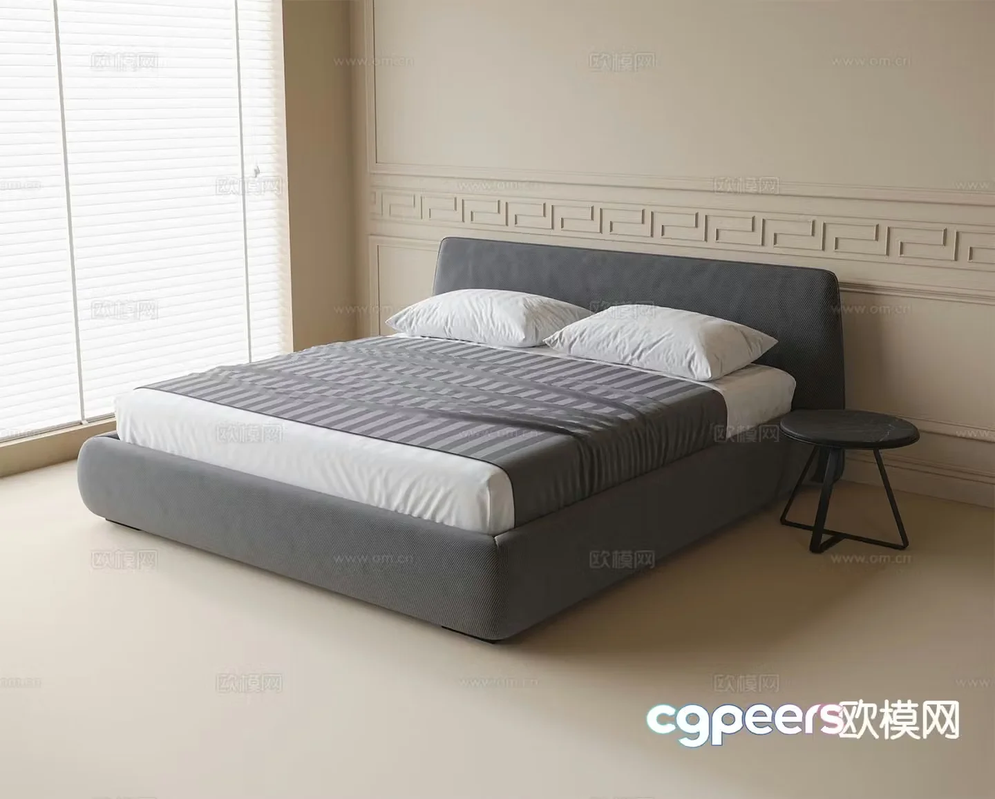 Modern double bed 3d model